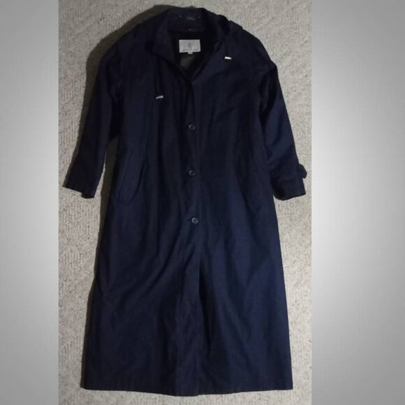 London Fog navy blue trench coat jacket size 14 women's - Picture 3 of 8